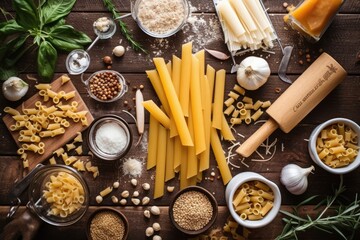 Fototapeta na wymiar stock photo of Macaroni in the kitchen and stuff tools Food Photography AI Generated