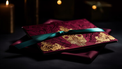 Gold colored gift box with ornate decoration for Christian celebration generated by AI