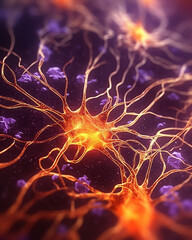 Microscopic view of intricate brain neurons. Neural networks, cellular complexity, scientific exploration.