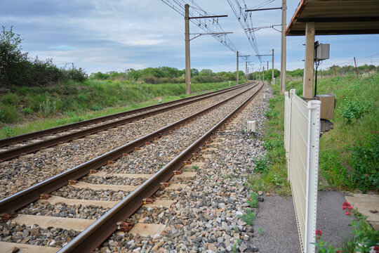 railroad tracks in the countryside