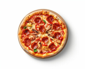 Top view pepperoni pizza