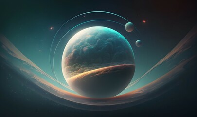 Obraz na płótnie Canvas planet with space abstraction as soft ethereal dreamy background, professional color grading, copy space