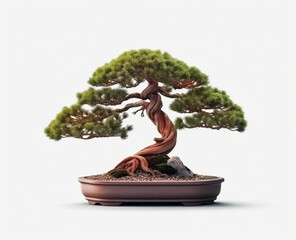 Japanese plant bonsai isolated white background