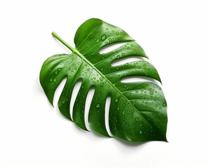  Monstera leaf isolated on white background