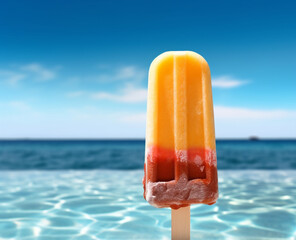Popsicle with sea in the background
