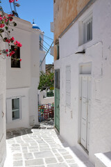 View of a typical alley in the picturesque island of Ios Greece