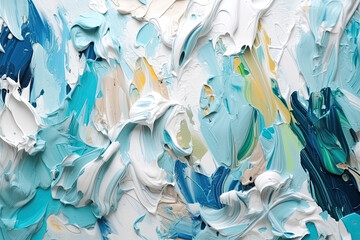 Abstract Oil Paint Strokes in Cool Tones on a White Background, generative ai