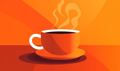Obraz premium a cup of coffee on a saucer with a saucer on the side of it, with steam rising from the top of the cup. generative ai