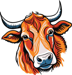 Illustration of cow line art silhouette vector 