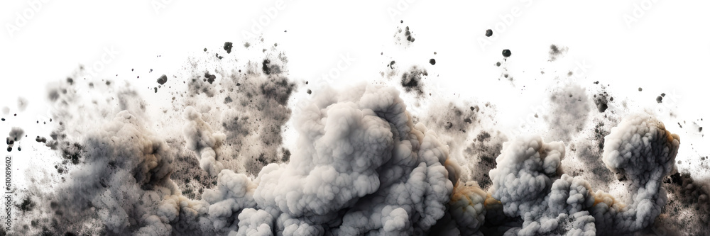 Wall mural explosions isolated on transparent background - generative ai