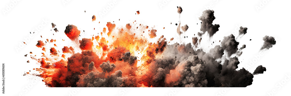 Wall mural explosions isolated on transparent background - generative ai