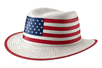 A hat for 4th of July with USA flag isolated on transparent background - Generative AI