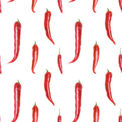Modern botanical watercolor in traditional style. Red hot cayenne peppers