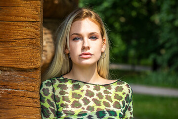 Fototapeta premium Close up portrait of a young beautiful blonde woman