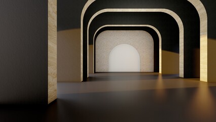 Architecture interior background empty arched room 3d render