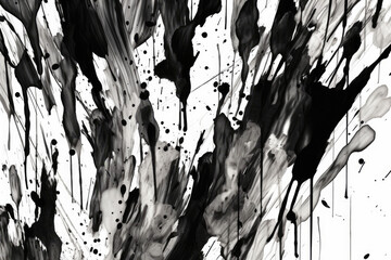 Black and white ink smudges arranged in a bold geometric pattern on a white background, generative ai