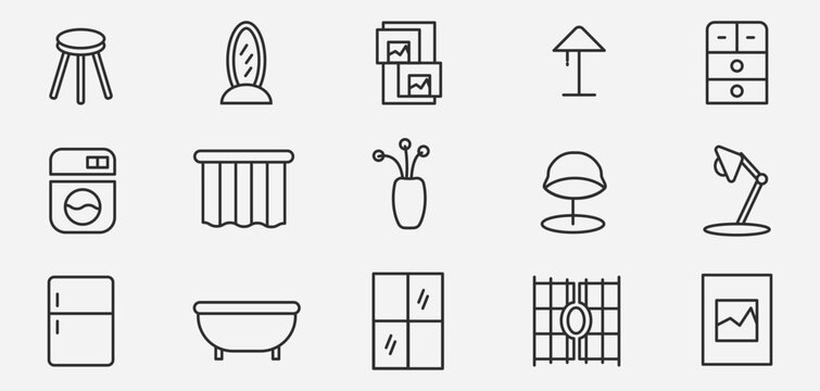 furniture set icon logo line art design