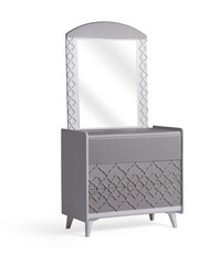 Bed dressing table isolated on white background . wooden . 3d render