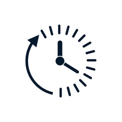 Concept of time chronometer, working hours. Vector icon isolated on white background.