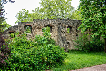 Fototapeta na wymiar House of the Templers in public park at the river Ilm in Weimar, Thuringia, Germany.