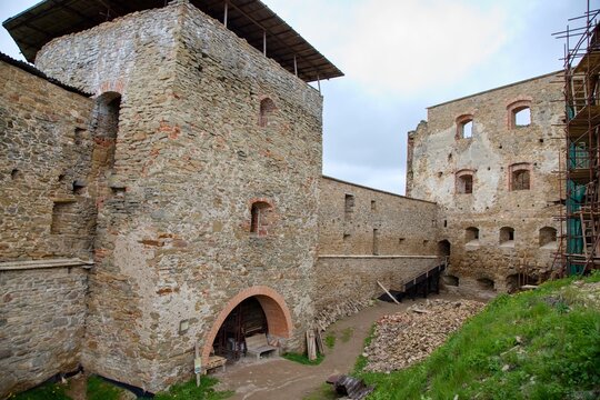 Zborov Castle in spring in Slovakia