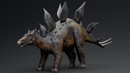 Stegosaurus pose render of background. 3d rendering