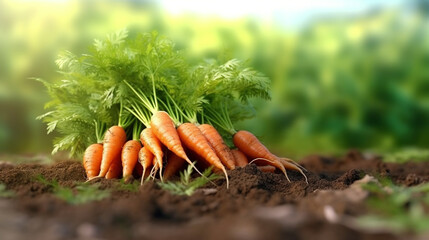 freshly picked carrots on the ground. Generative AI