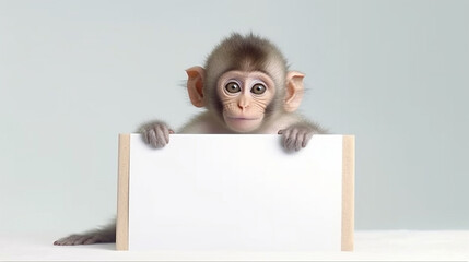 The monkey holds a banner in his hand. Generative AI