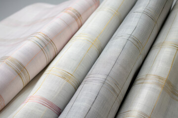 Chic and Elegant Linen Fabric with Metallic Accents and Subtle Stripes in Pastel Colors, generative ai
