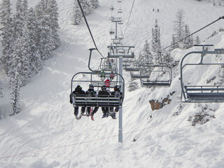 Chair lift at Powder Mountain ski resort in Utah	