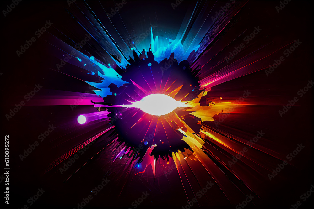 Poster abstract colorful background with radial rays. generative ai