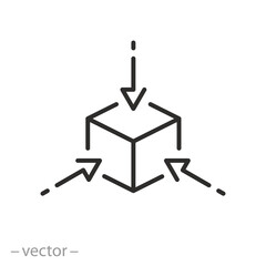 multifaceted scalability icon, research axes, comprehensive minimize, line symbol on white background - editable stroke vector illustration eps10