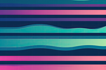Colorful retro stripes with a gradient effect in shades of blue, green, and pink, generative ai