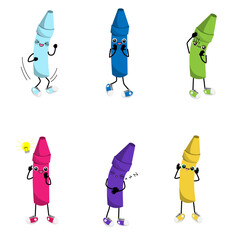 vector illustration of various colored characters with different colors and expressions