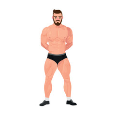 Fototapeta premium Muscled bodybuilder posing on white background