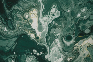 Deep green and white marbled texture with swirling patterns and intricate details, generative ai