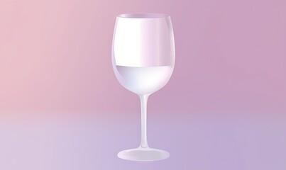  a white wine glass sitting on a purple and pink background with a light reflection on the bottom of the glass and the bottom half of the glass.  generative ai