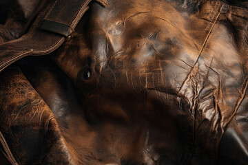 Distressed leather texture with rugged worn-out look and rough edges, generative ai