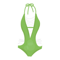 Green swimming suit on white background