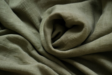 Earthy and organic brushed cotton texture in muted green with natural, irregular fibers, generative ai