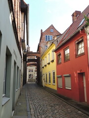 Fototapeta na wymiar Narrow street - Old Town - Lübeck - Germany