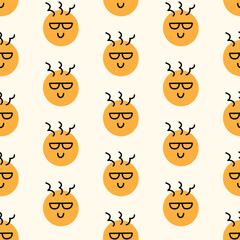 Fun Emoji Icons Seamless Pattern, Emoticon Faces