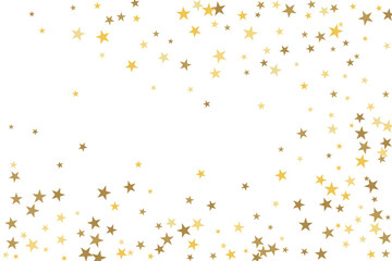 Star confetti. Gold casual confetti background. Bright design pattern.