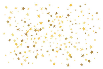 Star confetti. Gold casual confetti background. Bright design pattern.