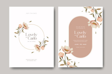 wedding cards set with minimalist flowers