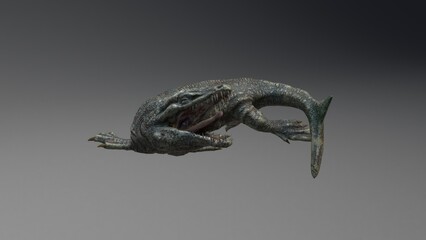 Fototapeta premium Dakosaurus pose render of background. 3d rendering