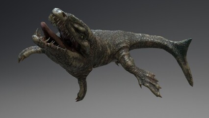 Dakosaurus pose render of background. 3d rendering