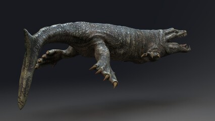 Dakosaurus pose render of background. 3d rendering