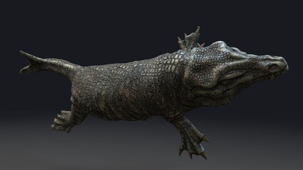 Fototapeta premium Dakosaurus pose render of background. 3d rendering