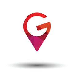 Fototapeta premium Travel agency logo with G pin icon vector illustration